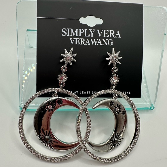 Simply Vera - Vera Wang Moon Star Orbital Drop earrings NWT - Picture 3 of 6
